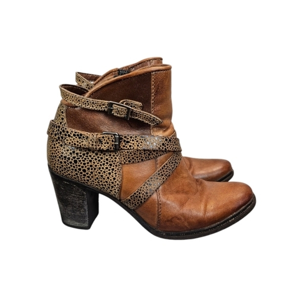 Miz Mooz Womens Verona Collection Leather Ankle Booties Sz 37 Boho Chic Rugged